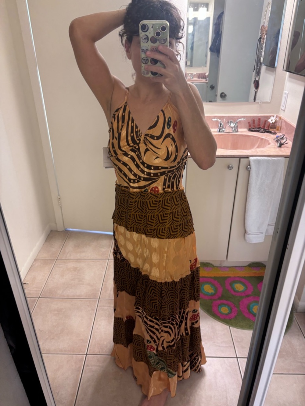 Bohemian Mustard and Brown Tiered Maxi Dress